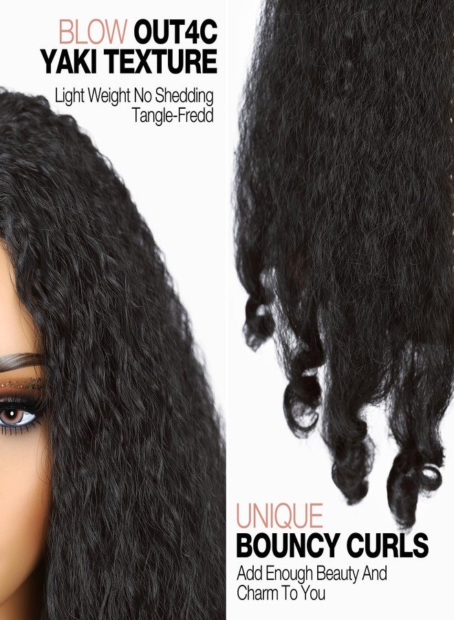 Quantum Love Yaki Curly V Part Wigs for Black Women Afro Curly V Part Synthetic Braided Hair 24 Inch Kinky Curly Clip in Half Wig with Bouncy Curls - Image 5